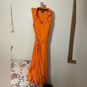 Simply Vera Vera Wang Bright Orange Sleeveless Maxi Dress with Tie Waist